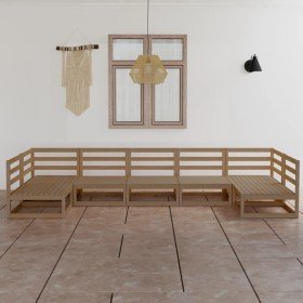 Juego de muebles de jardín 7 piezas madera maciza de pino Juego de muebles de jardín 7 piezas madera maciza de pino