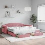 Sofá cama nido con cajones terciopelo rosa 100x200 cm de vidaXL, Camas y somieres - Ref: Foro24-3197359, Precio: 308,86 €, De...