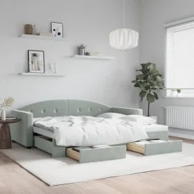 Sofá cama nido con cajones terciopelo gris claro 90x190 cm de vidaXL, Camas y somieres - Ref: Foro24-3197362, Precio: 281,81 ...
