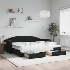 Sofá cama nido con cajones terciopelo negro 90x190 cm de vidaXL, Camas y somieres - Ref: Foro24-3197364, Precio: 285,67 €, De...