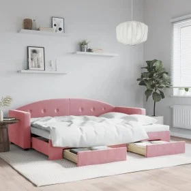 Trundle sofa bed with pink velvet drawers 80x200 cm by vidaXL, Beds and slatted bases - Ref: Foro24-3197345, Price: 284,82 €,...