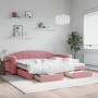 Sofá cama nido con cajones terciopelo rosa 90x200 cm de vidaXL, Camas y somieres - Ref: Foro24-3197352, Precio: 294,91 €