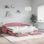 Sofá cama nido con cajones terciopelo rosa 90x200 cm de vidaXL, Camas y somieres - Ref: Foro24-3197352, Precio: 289,09 €, Des...