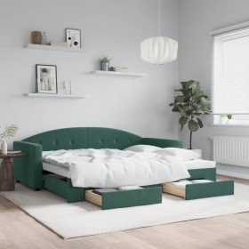 Trundle sofa bed with drawers dark green velvet 90x200 cm by vidaXL, Beds and slatted bases - Ref: Foro24-3197351, Price: 292...