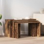 Mesas apilables 3 uds madera de ingeniería envejecida