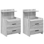 Mesitas de noche 2 unidades con 2 cajones gris Sonoma