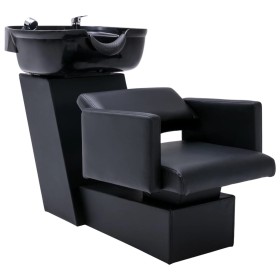 Silla lavacabezas con lavabo cuero sintético negro 129x59x82 cm