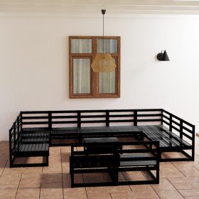 Juego de muebles de jardín 12 piezas madera maciza de pino