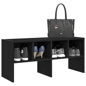 Zapatero apilable roble negro 89,5x30x40 cm