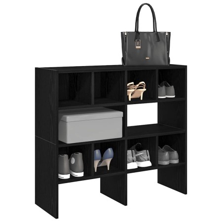 Zapateros 2 uds apilables roble negro 89,5x30x40 cm