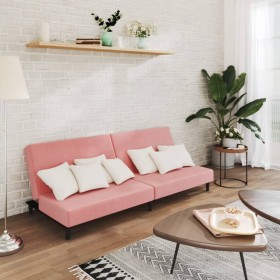 Sofá cama de 2 plazas terciopelo rosa