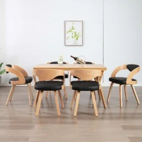 6 Esszimmerstühle aus gebogenem Holz mit schwarzem Kunstleder von vidaXL, Essstühle - Ref: Foro24-278847, Preis: 846,40 €, Ra...