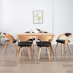 6 Esszimmerstühle aus gebogenem Holz mit schwarzem Kunstleder von vidaXL, Essstühle - Ref: Foro24-278847, Preis: 829,60 €, Ra...