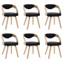 6 Esszimmerstühle aus gebogenem Holz mit schwarzem Kunstleder von vidaXL, Essstühle - Ref: Foro24-278847, Preis: 829,60 €, Ra...