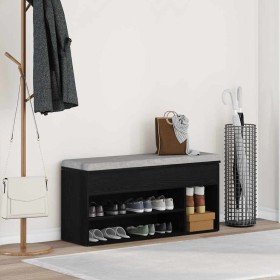 Banco zapatero roble negro 102x30,5x45 cm madera de ingeniería en Zapateros y organizadores de calzado | Comprar online en Foro2