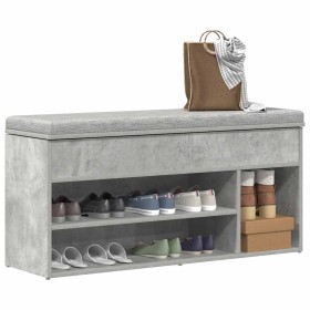 Banco zapatero madera de ingeniería gris hormigón 102x30,5x45cm