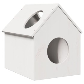 Casa para gatos madera maciza pino blanca 41x50x50 cm en Mobiliario para gatos | Comprar online en Foro24