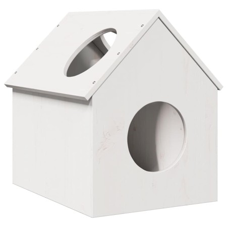 Casa para gatos madera maciza pino blanca 41x50x50 cm en Mobiliario para gatos | Comprar online en Foro24