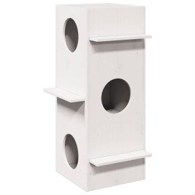 Casa para gatos madera maciza pino blanca 43x43x90 cm en Mobiliario para gatos | Comprar online en Foro24
