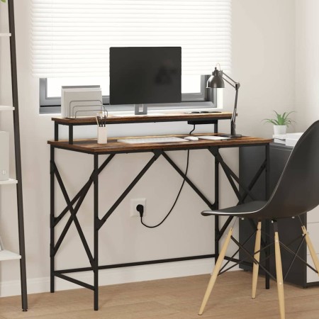 Escritorio con estante Roble ahumado 100 x 50 x 86.5 cm