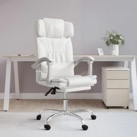White synthetic leather massage reclining office chair by vidaXL, Office chairs - Ref: Foro24-349748, Price: 137,67 €, Discou...