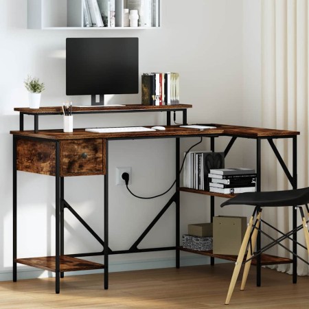 Escritorio con cajón Roble ahumado 120 x 79 x 86.5 cm