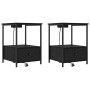 Cabinete de Noche con Estación de Carga 2 pcs Roble negro