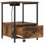 Cabinete de Noche con Estación de Carga 2 pcs Roble ahumado