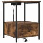 Cabinete de Noche con Estación de Carga 2 pcs Roble ahumado