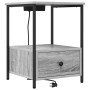 Cabinete de Noche con Estación de Carga 2 pcs Gris sonoma