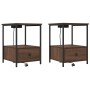 Cabinete de Noche con Estación de Carga 2 pcs Marrón roble
