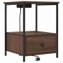 Cabinete de Noche con Estación de Carga 2 pcs Marrón roble