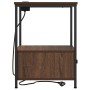 Cabinete de Noche con Estación de Carga 2 pcs Marrón roble