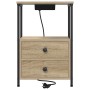 Cabinete de Noche con Estación de Carga 2 pcs Roble Sonoma