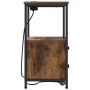 Cabinete de Noche con Estación de Carga 2 pcs Roble ahumado