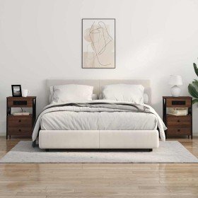 Cabinete de Noche con Estación de Carga 2 pcs Roble Marrón