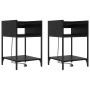 Mesa de Noche con estante 2 pcs Roble negro 40 x 40 x 61 cm