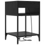 Mesa de Noche con estante 2 pcs Roble negro 40 x 40 x 61 cm