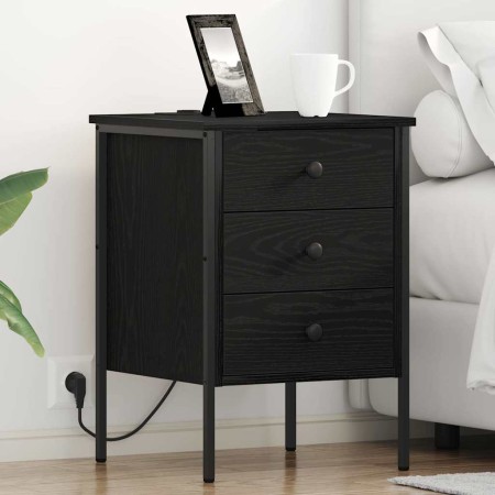 Armario de Noche con cajón 2 pcs Roble negro 42 x 41 x 61 cm