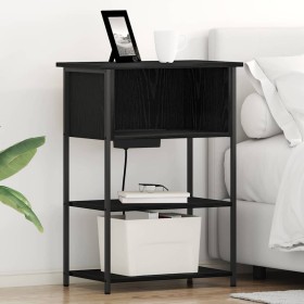 Armario de Noche Roble negro 55 x 31 x 76 cm