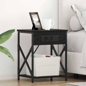 Cabinete de Noche con Estación de Carga Roble negro