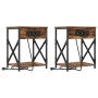 Cabinete de Noche con Estación de Carga 2 pcs Roble ahumado