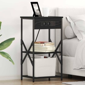 Armario de Noche con estante 2 pcs Roble negro 41 x 31 x 76 cm