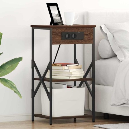 Armario de Noche con estante 2 pcs Marrón roble 41 x 31 x 76 cm