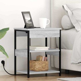 Armario de Noche 2 pcs Gris sonoma Madera contrachapada en Mesitas de noche | Comprar online en Foro24