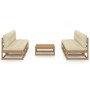 Muebles de jardín 7 piezas con cojines de madera de pino maciza