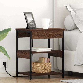 Armario de Noche 2 pcs Marrón roble Madera contrachapada