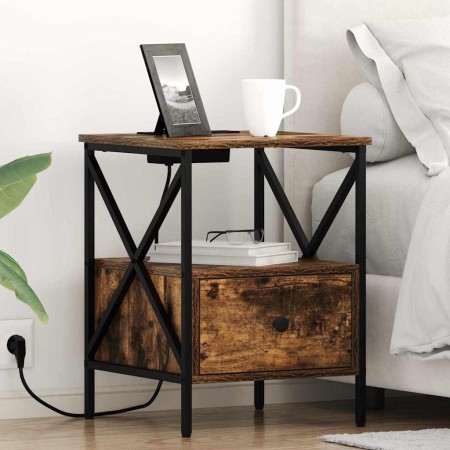 Armario de Noche con cajón Roble ahumado 41.5 x 40.5 x 55 cm