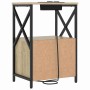 Cabinete de Noche con Estación de Carga con cajón Roble Sonoma