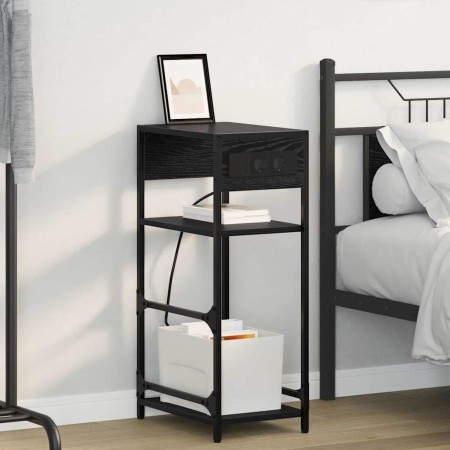 Armario de Noche con cajón Roble negro 40 x 27 x 76 cm